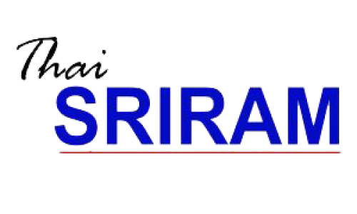 Logótipo da transportadora Thai Sriram com texto azul e caligrafia tailandesa manuscrita
