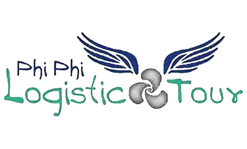 Logótipo da Phi Phi Logistic Tour com hélice alada em tons de azul e verde-azulado
